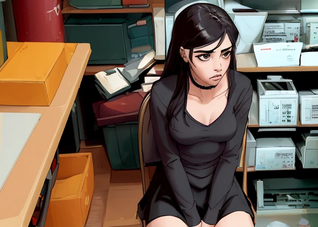 <lora:shoplifter_interrogation-10:1> shoplifter_interrogation, woman sitting in a chair, 1girl