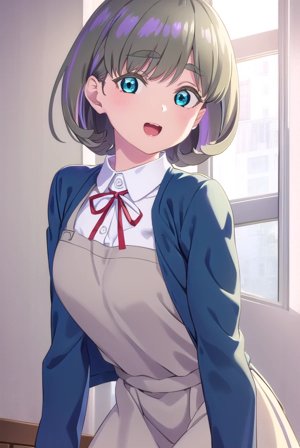 keketang, <lora:keke tang s2-lora-nochekaiser:1>,
keke tang, short hair, blue eyes, grey hair, multicolored hair, streaked hair, smile, open mouth, teeth,
BREAK shirt, dress, ribbon, school uniform, jacket, white shirt, open clothes, collared shirt, open jacket, red ribbon, neck ribbon, blue jacket, pinafore dress, grey dress, yuigaoka school uniform,
BREAK indoors, classroom,
BREAK looking at viewer, (cowboy shot:1.5),
BREAK <lyco:GoodHands-beta2:1>, (masterpiece:1.2), best quality, high resolution, unity 8k wallpaper, (illustration:0.8), (beautiful detailed eyes:1.6), extremely detailed face, perfect lighting, extremely detailed CG, (perfect hands, perfect anatomy),