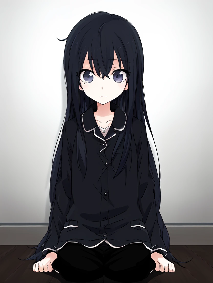 masterpiece, best quality,
<lora:add_detail:-0.25>
 <lora:kindred_spirits.nokeyword-000007:0.9>
vivid colors,
(simple eyes, small eyes)
1girl, (solo)
("   ")
"      ",
large eyes,
very long hair,
(pajamas:1.2)
"        ",
dark, gloomy, depressive, depressing, bleak