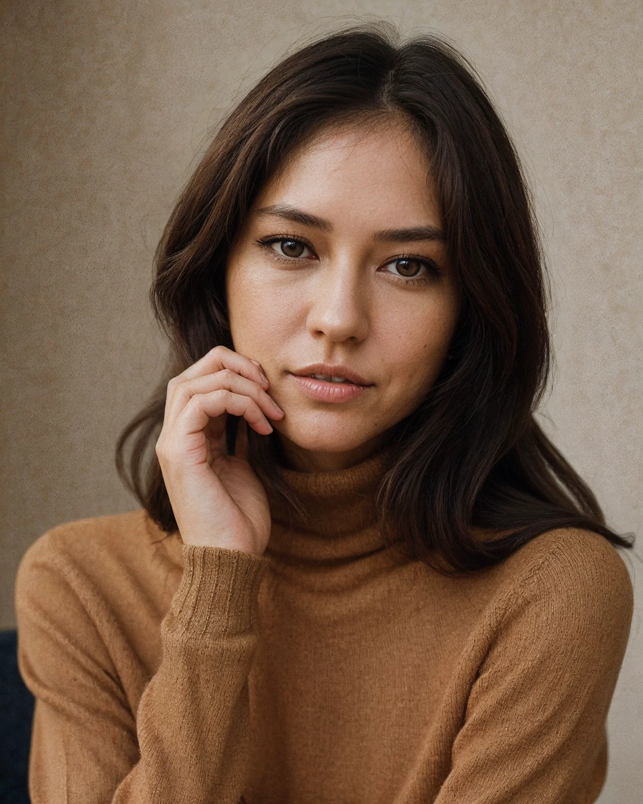 <lora:s0n0y4:1.2>, s0n0y4, photograph of adult woman, brunette, brown eyes, slim, intricate, indoors, highly detailed, close up, smug, turtleneck sweater,