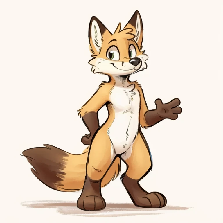 by daftpatriot, by softailfox, by honeymono, solo, male, mammal, anthro, canid, canine, fox, fur, simple background, male, smile, white background, featureless crotch, standing, feet, hi res, hands, 4 fingers, toes, dipstick tail, looking at viewer, biped, tuft, nude, 3 toes, tail markings, markings, cheek tuft, facial tuft, chest tuft, black nose, fingers, lineless, multicolored tail, white fur, white body, , <lora:btets_v1.0_:0.6>