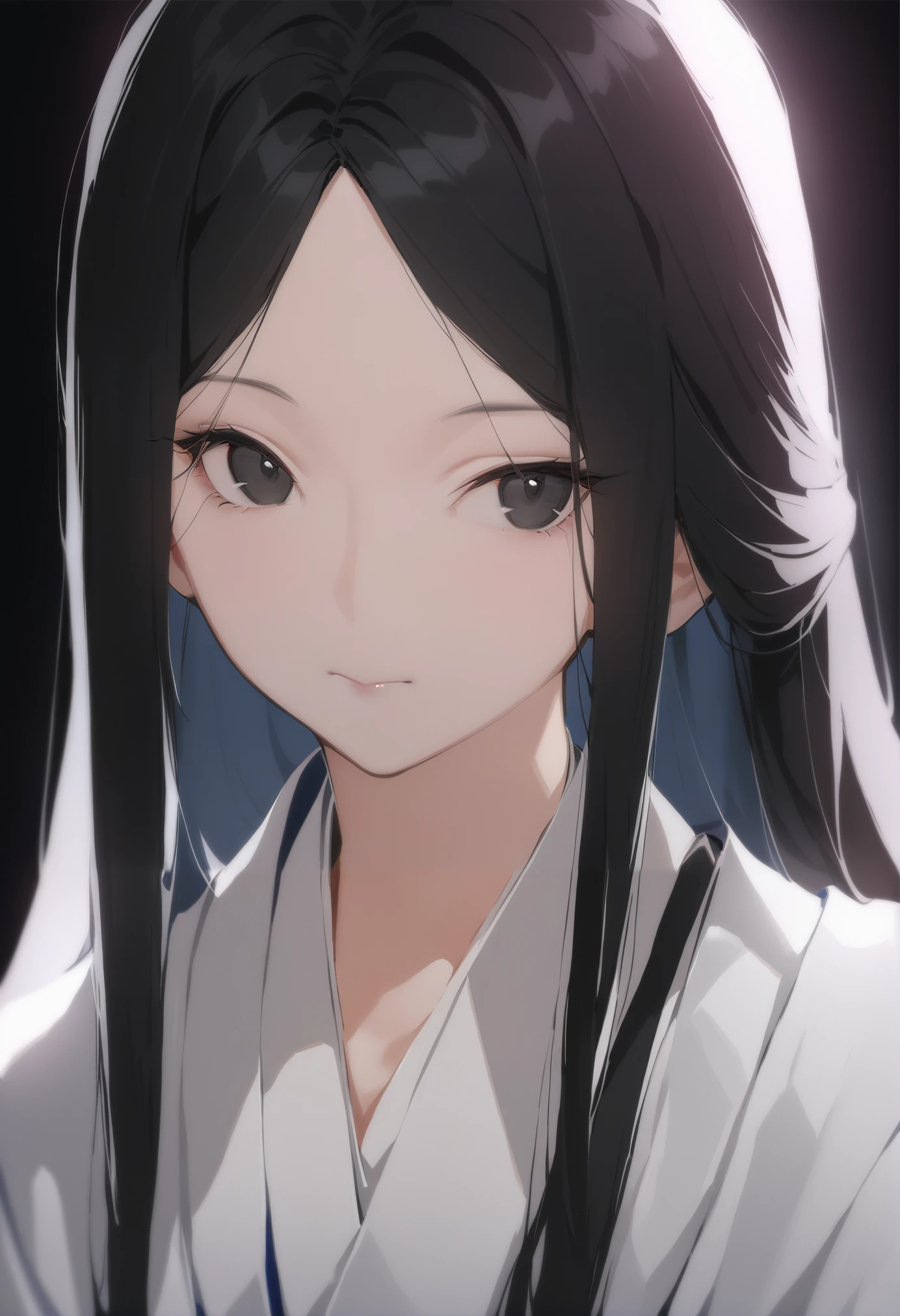 masterpiece, best quality, <lora:DPOXL:1> <lora:sola7764XL_V1:1>
solo, 1girl, long hair, black hair, white background, simple background, closed mouth, upper body, japanese clothes, looking at viewer, black eyes, parted bangs, white kimono, bangs, kimono