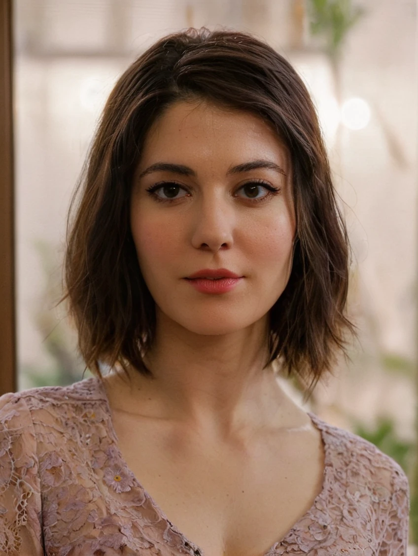 a beautiful picture of m4ryeliz, detailed skin texture,masterpiece, face focus, photorealistic, woman, 4k, HDR, backlighting, bloom, light, RAW color photo,(fully in frame:1.1), (blush:0.5), (goosebumps:0.5), wearing a blouse,  <lora:m4ryeliz_xl:1>