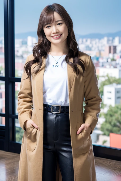 41girl,(long coat:1.6),(RAW photo, best quality), (realistic, photo-realistic:1.4), (ultra detailed:1.8),masterpiece, an extremely delicate and beautiful, extremely detailed, 2k wallpaper, Amazing, finely detail, extremely detailed CG unity 8k wallpaper, ultra-detailed, highres, soft light, beautiful detailed girl, extremely detailed eyes and face, beautiful detailed nose, beautiful detailed eyes,(professional lighting:1.6),(city view:2.0),perfect anatomy,(slender body:1.8),(front view:2.4),(hands in pocket:2.0)(front view:2.8),(light smile,friendly, warm:1.8),(looking at viewer:1.8),(young japanese:1.8),(wavy long hair:1.6), (brown eyes:1.8),(standing:2.0), (blurry,bokeh background:1.6), <lora:sugutahina_lora-10:1>