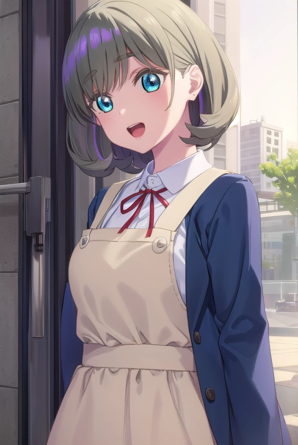 keketang, <lora:keke tang s2-lora-nochekaiser:1>,
keke tang, short hair, blue eyes, grey hair, multicolored hair, streaked hair, smile, open mouth, teeth,
BREAK shirt, dress, ribbon, school uniform, jacket, white shirt, open clothes, collared shirt, open jacket, red ribbon, neck ribbon, blue jacket, pinafore dress, grey dress, yuigaoka school uniform,
BREAK indoors, classroom,
BREAK looking at viewer, (cowboy shot:1.5),
BREAK <lyco:GoodHands-beta2:1>, (masterpiece:1.2), best quality, high resolution, unity 8k wallpaper, (illustration:0.8), (beautiful detailed eyes:1.6), extremely detailed face, perfect lighting, extremely detailed CG, (perfect hands, perfect anatomy),