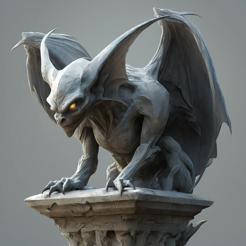 <lora:artfullygargoyle_sdxl_v1:1>,Logo,Gargoyles are magical creatures that were originally created by a very powerful cleric from stone statues. The first gargoyles were terrible winged stone monsters,designed to protect holy places from evil spirits. Still,during a huge magical battle,their inner being was altered and they became fully conscious creatures that have a very high affinity for magic. After centuries of magical modifications and enhancements,gargoyles are nowadays a very much changed race that is not warlike at all but rely entirely upon magic,