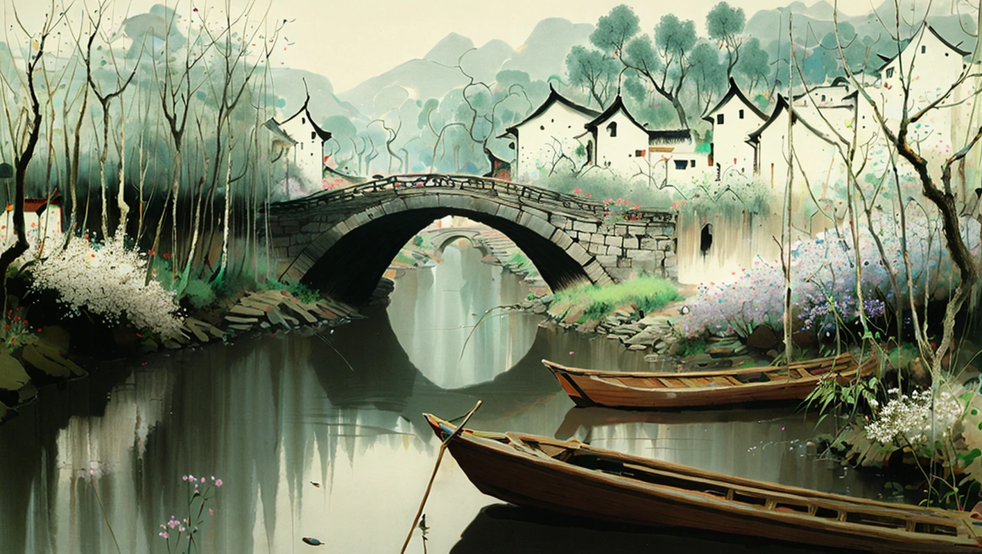best quality,masterpiece,highly detailed,ultra-detailed,
<lora:neg4all_bdsqlsz_V3.5:-1>, <lora:Jiangnan:1>
cityscape, riverbank, boat,traditional media, blue sky, overgrown, plants,flowers