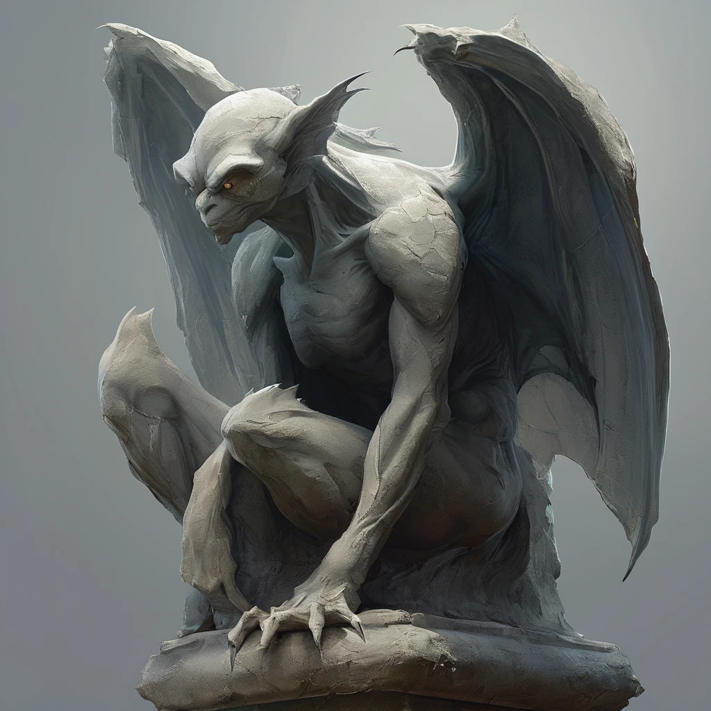 <lora:artfullygargoyle_sdxl_v1:1>,Logo,Gargoyles are magical creatures that were originally created by a very powerful cleric from stone statues. The first gargoyles were terrible winged stone monsters,designed to protect holy places from evil spirits. Still,during a huge magical battle,their inner being was altered and they became fully conscious creatures that have a very high affinity for magic. After centuries of magical modifications and enhancements,gargoyles are nowadays a very much changed race that is not warlike at all but rely entirely upon magic,