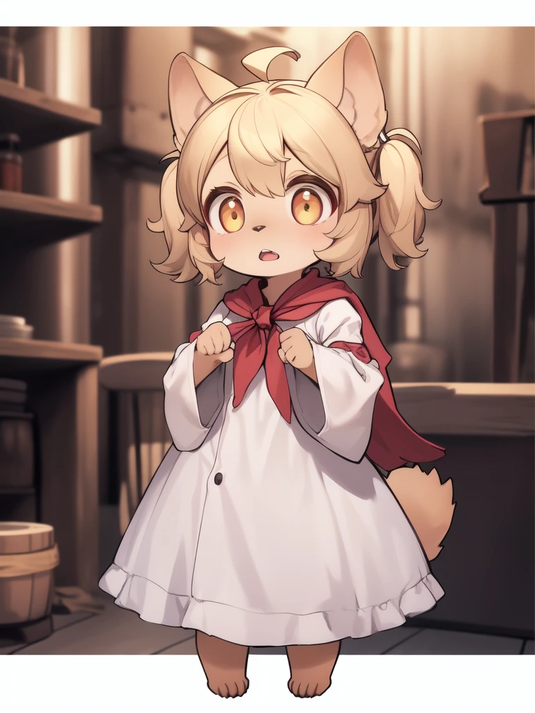 <lora:Mei_Marzipan:0.8>, MeiMarzipan, solo, 1girl, looking at viewer, full body, barefoot, standing, long sleeves, female child, neckerchief, white dress, twintails, teeth, wide-eyed, open mouth, dress, red neckerchief, parted lips, wide sleeves, industrial loft living room
masterpiece, high quality, very_high_resolution, large_filesize, full color,