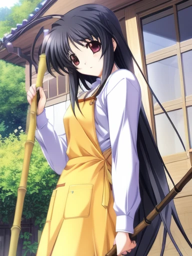 <lora:Mashita_Haruka:0.8>, MashitaHaruka, 1girl, solo, broom, apron, dutch angle, bamboo broom, ribbon, long sleeves, plant, bow, outdoors, denim, hair bow
masterpiece, high quality, very_high_resolution, large_filesize, full color,