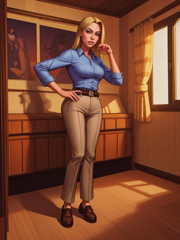 ((ultra quality)), ((tmasterpiece)), gnome girl, Short stature, ((blonde woman, hairlong, braided)), (silver ear rings), (silver necklace around the neck), (Beautiful cute face), (beautiful female lips), Charming, ((sexy facial expression)), is looking at the camera, eyes are slightly closed, (Skin color: white), Body glare, ((detailed beautiful female eyes)), ((dark blue eyes)), (juicy female lips), (beautiful female hands), (A bit full figure, bun), ((perfect female figure)), perfect female body, Beautiful waist, Gorgeous hips, Beautiful medium breasts, ((Subtle and beautiful)), seductively worth it (Rear view), ((( 5 toes, black toes nails, tied ankles together , tied arms , Focus full body, with no shoes, sit on a chair))),, (wearing blackface jeans, white tanktop) background: on the threshold of the house, Hot day, ((Depth of field)), ((high quality clear image)), (crisp details), ((higly detailed)), Realistic, Professional Photo Session, ((Clear Focus)), the anime