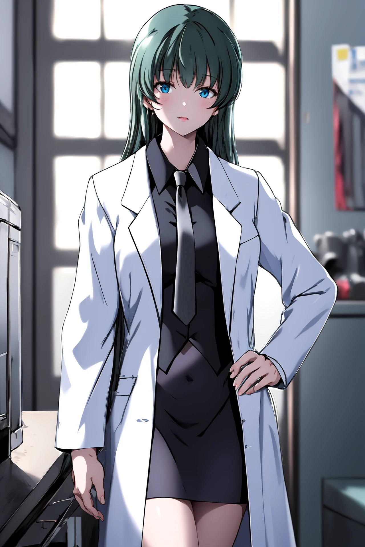 (RAW photo, best quality), 1girl, natural lighting, solo,
<lora:loveletter_sae_v1_2-000006:1>, loveletter_sae, necktie, labcoat, shirt, pencil skirt,