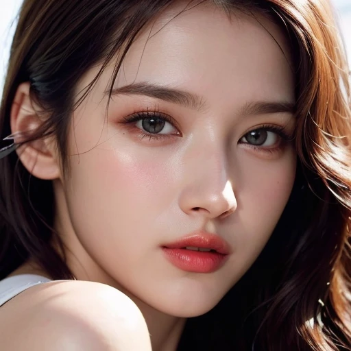 8k,hdr, beautiful, cute, masterpiece, (best quality:1.5), (realistic:1.5),(photorealistic:1.5),ultra detailed, detailed face, realistic face, (realistic skin:1.37), (intricate:1.5), woman, solo, black hair, blunt bangs, pale skin, (close-up photo:1), portrait photo, perfect lighting, natural makeup, 