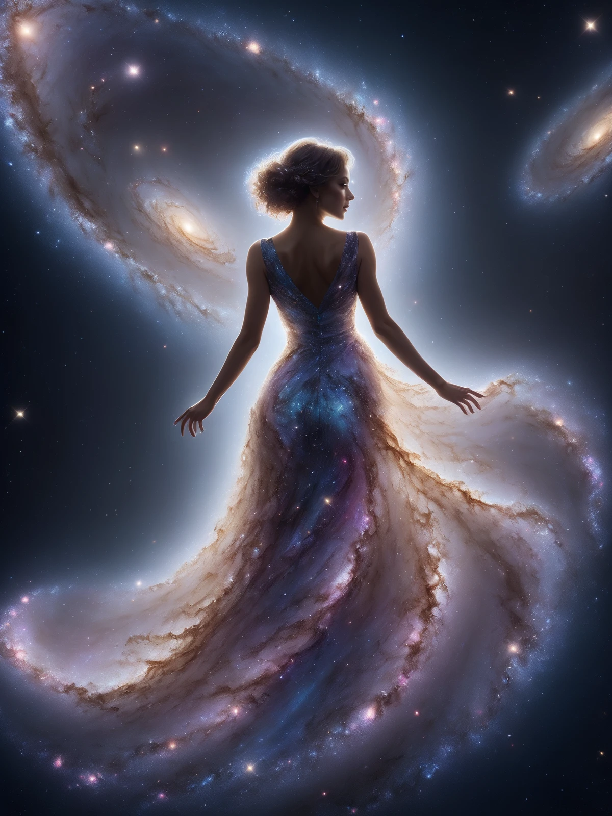 woman wearing a dress mad-spiral-galaxy, night club <lora:Spiral_Galaxies_SDXL:0.5>, (masterpiece:1.2), best quality, (hyperdetailed, highest detailed:1.2), high resolution textures