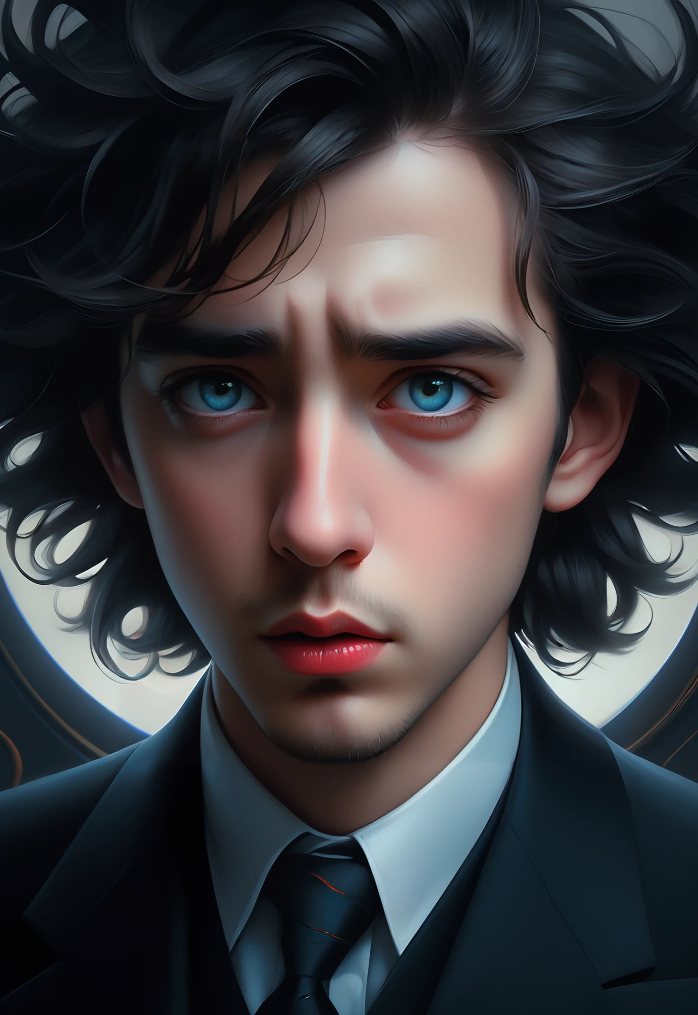 masterpiece, best quality, Lofi portrait, surreal, digital painting, HDR, Pixar style Painting by Joe Fenton, Stanley Artgerm, Tom Bagshaw, Tim Burton, sideways glance, foreshortening, extremely detailed 8K, high resolution, ultra quality, highly detail eyes, highly detail mouth, highly detailed face, perfect eyes, both eyes are the same, hd, 8k