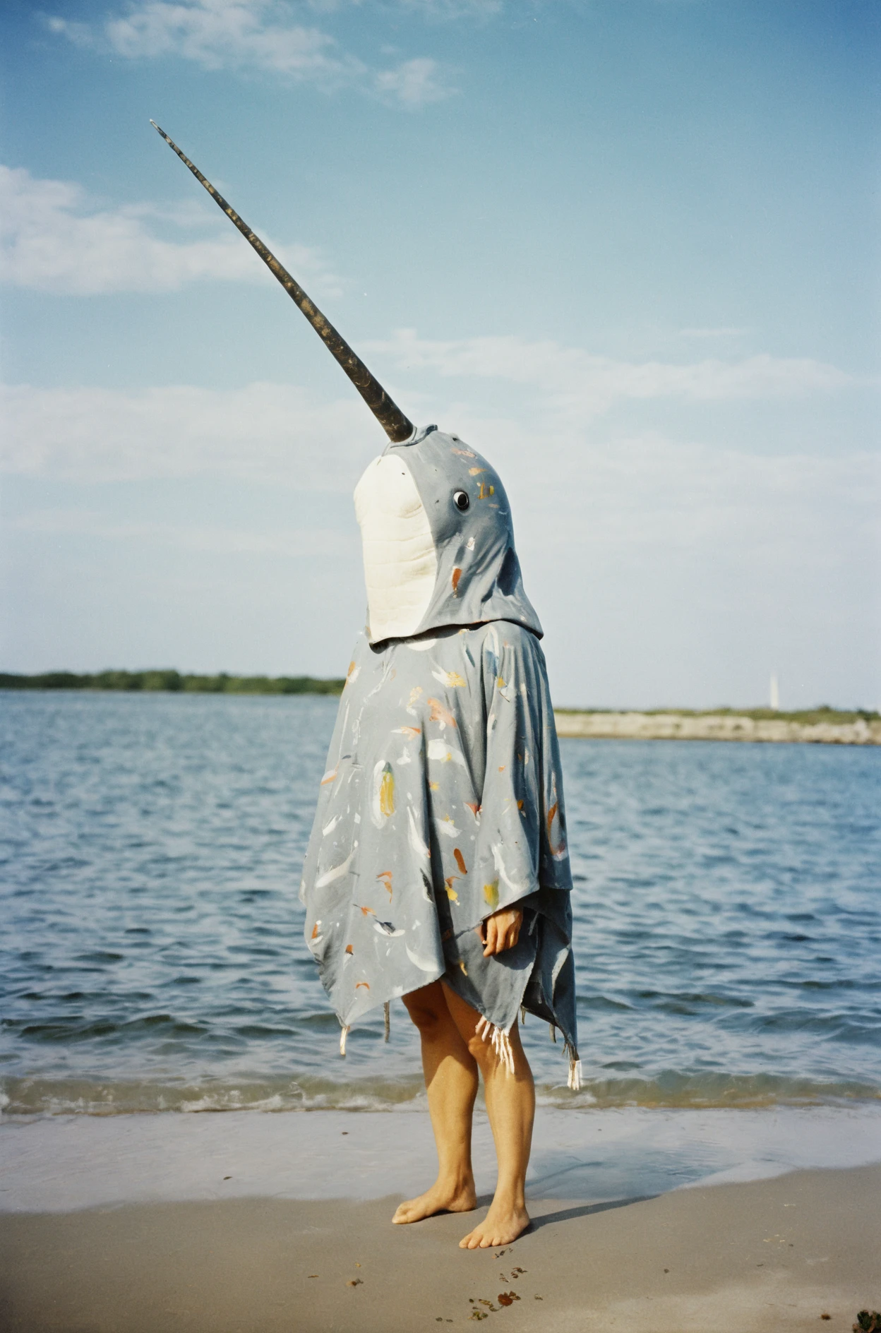 analog photography aesthetic,film grain texture, dressed in a vintage,(narwhal wearing poncho),absence of people,Indosuchus,pleased,action painting,naval sex,sleek body,Franciszek Starowieyski