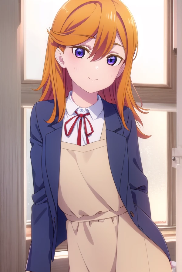 kanonshibuya, <lora:kanon shibuya s2-lora-nochekaiser:1>,
kanon shibuya, long hair, bangs, (purple eyes:1.1), orange hair, hair between eyes, smile,
BREAK shirt, dress, ribbon, school uniform, jacket, white shirt, open clothes, collared shirt, open jacket, red ribbon, neck ribbon, blue jacket, pinafore dress, grey dress, yuigaoka school uniform,
BREAK indoors, classroom,
BREAK looking at viewer, (cowboy shot:1.5),
BREAK <lyco:GoodHands-beta2:1>, (masterpiece:1.2), best quality, high resolution, unity 8k wallpaper, (illustration:0.8), (beautiful detailed eyes:1.6), extremely detailed face, perfect lighting, extremely detailed CG, (perfect hands, perfect anatomy),