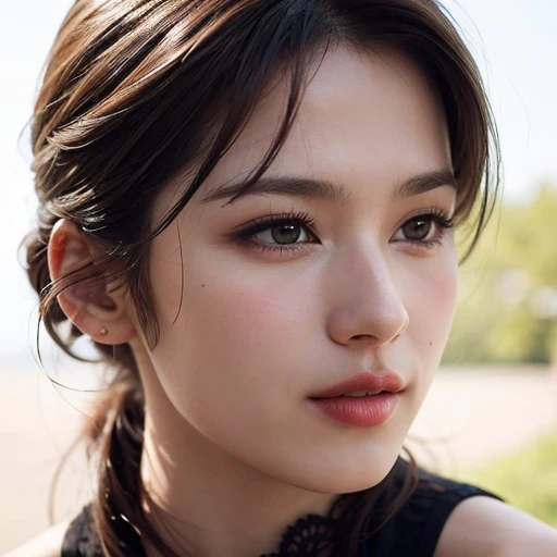 Very detailed、masterpiece、highest quality、Ultra-high resolution energy A、8K High Resolution、Photogenic transparency、Detailed eyes、Gradation、Perfect anatomical figure , Nikon Z9 80mm Lens, Beautiful posture、yes、Browsing Caution、Thin eyebrows、Detailed eyes、Detailed nose、Mouth Details、Fine ears、Golden ratio face、(Waiting for a kiss)、(Curvaceous)、(Ideal ratio)、High definition eyes and feet、Long neck、eyelash、short hair、(((Natural soft light、Show me your ears、Looking at the audience、Captivate your audience、、Eye highlights)))、(Realistic:1.4), Shadow、(Best image quality:1.0), (超A high resolution:1.0), 8k, RAW Photos, (masterpiece:0.2), Curvaceous、(Seductive pose:1.5)、When the light hits your face, that&#39;that&#39;It&#39;s getting brighter、Geometric background:1.3、dark、Cute girl hair、avert your eyes、(Transparent white loose sleeveless topＴshirt、濡れたshirt、Loose-fitting clothing、透けたTshirt、Retro:1.8)、highest quality、Very detailed、High quality details、(Big Breasts:1.8)、(Smile、Pink Lips、plump lower lip:1.4)、 (Black Hair、Blunt bangs, Bowl cut、Long Hair, , The forehead is hidden by the bangs:1.2)