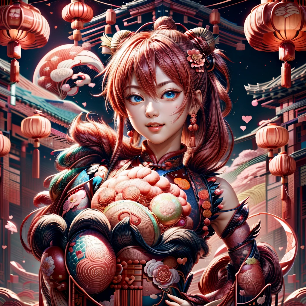 LunarValentineStyle, LunarChibiDragon,ValentineNatureStyle ,masterpiece,absurd resolution,(Best quality:1.2), highres, (scenary:1.2), Dynamic light, wings, scales, (Asuka Langley),nice detailed face,hands down, red chinese traditional maid uniform,wearing cute traditional gloves,glowing lanterns,orange hair,blue eyes,night, ,dragon, chibi, lunar new year, lanterns, fireworks, ornament, <lora:LunarValentineDragonStyle:1>, <lora:ValentineNatureStyle:0.8> ,<lora:LunarChibiDragon:0.8>, <lora:add_detail:0.6> <lora:more_details:0.6> ,happy facial emotion,open mouth,nice face,small hearts and flower petals in the air