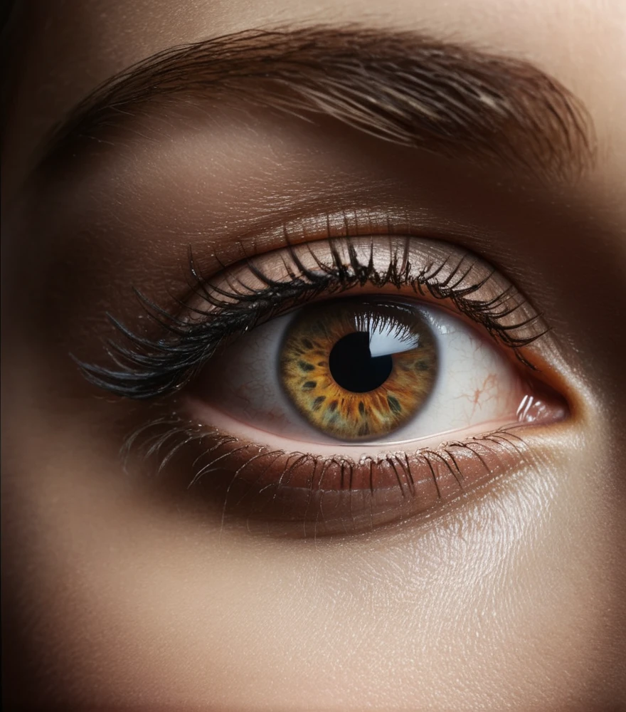 dark shot, high detailed photo of woman eye, perfect eye