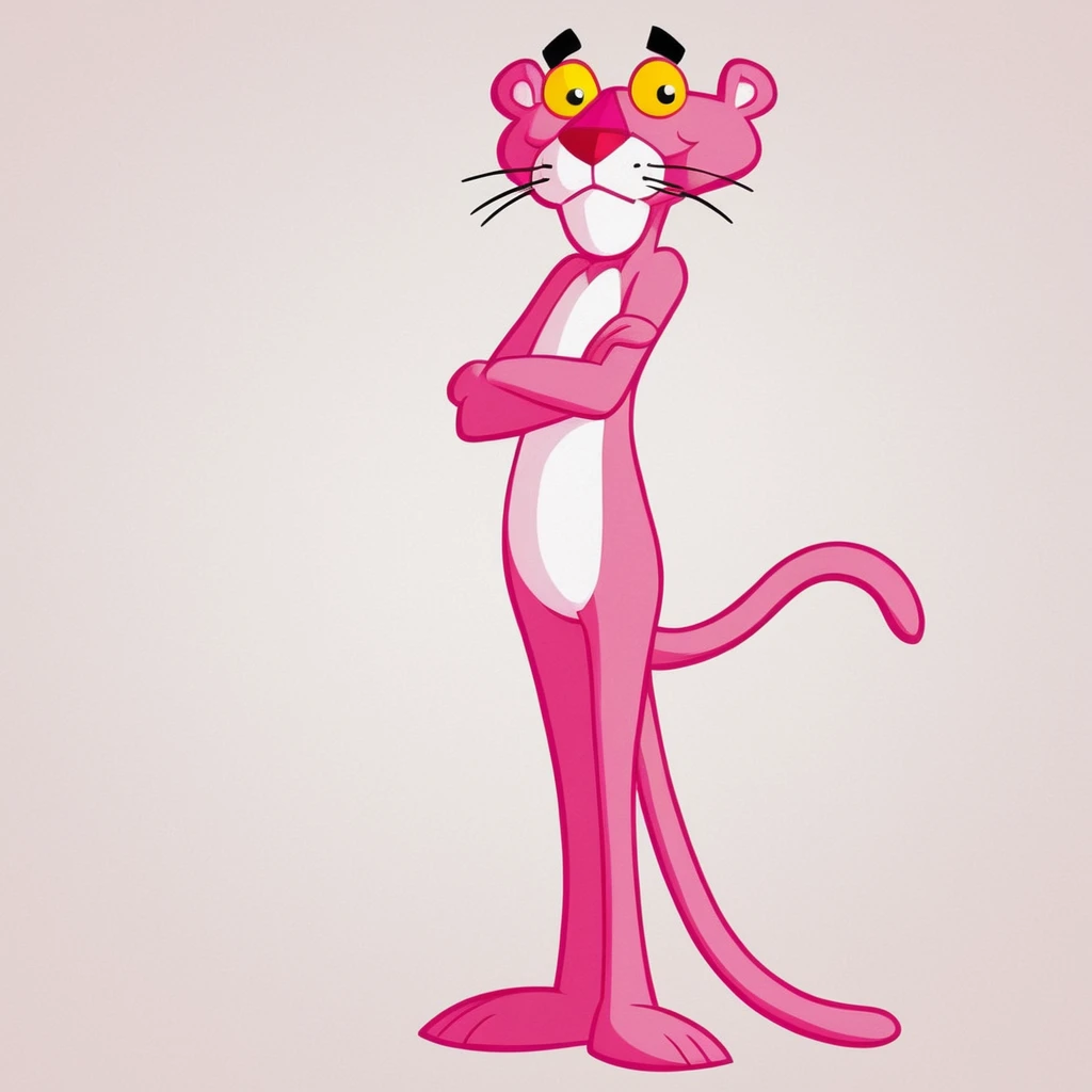 anime artwork of  <lora:The Pink Panther:1>
The Pink Panther a pink panther standing with its arms crossed,anime manga style,solo,looking at viewer,simple background,white background,standing,full body,pokemon (creature),no humans,hands on hips , cartoon, funny, silly, anime style, key visual, vibrant, studio anime,  highly detailed