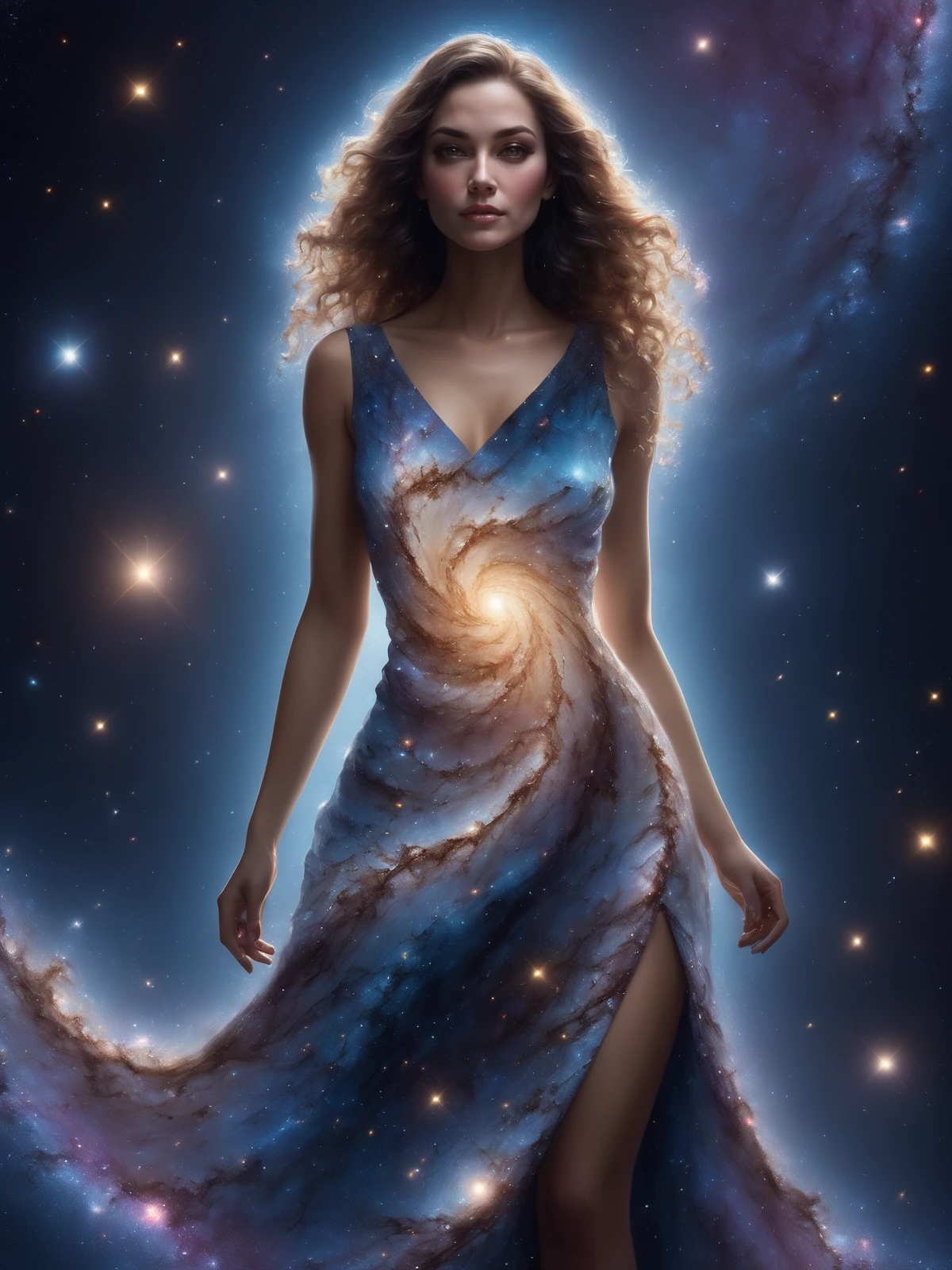 woman wearing a dress mad-spiral-galaxy, night club <lora:Spiral_Galaxies_SDXL:0.5>, (masterpiece:1.2), best quality, (hyperdetailed, highest detailed:1.2), high resolution textures