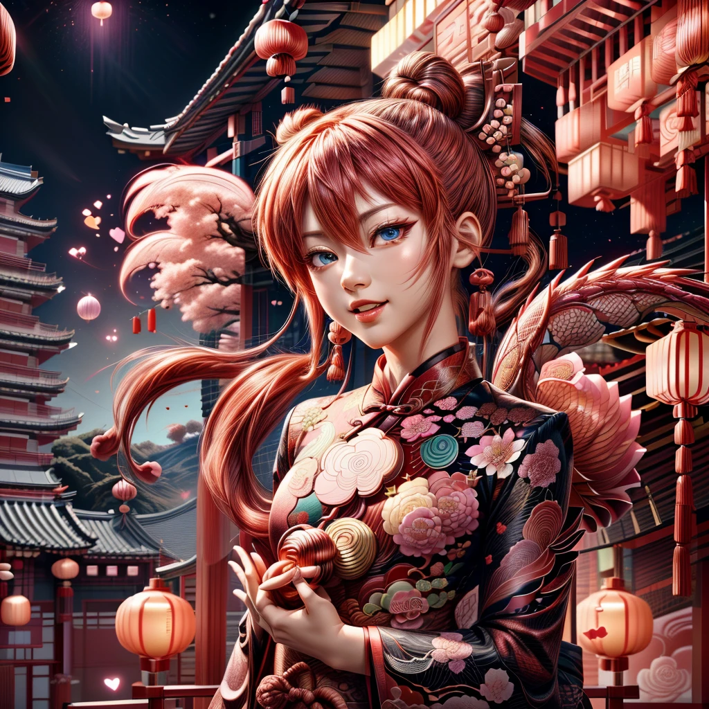 LunarValentineStyle, LunarChibiDragon,ValentineNatureStyle ,masterpiece,absurd resolution,(Best quality:1.2), highres, (scenary:1.2), Dynamic light, wings, scales, (Asuka Langley),nice detailed face,hands down, red chinese traditional maid uniform,wearing cute traditional gloves,glowing lanterns,orange hair,blue eyes,night, ,dragon, chibi, lunar new year, lanterns, fireworks, ornament, <lora:LunarValentineDragonStyle:1>, <lora:ValentineNatureStyle:0.8> ,<lora:LunarChibiDragon:0.8>, <lora:add_detail:0.6> <lora:more_details:0.6> ,happy facial emotion,open mouth,nice face,small hearts and flower petals in the air