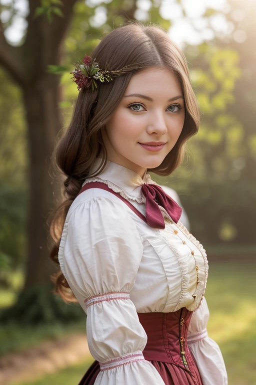 LynFr3TTXV1D,
a beautiful smiling woman in snagria red-colored victorian clothes with a tie on her neck, standing in front of a dilapidated mansion at dawn, (victorian ambience:1.2), (updo hairstyle:1), (dawn:1.2)
(professional photo shooting), (high buget photo), (extremely detailed skin), (flawless skin), (model pose), (highly detailed facial features),
(natural light), (high quality photography), (intricate details), (8k), (HDR), (sharp focus), (medium close-up)