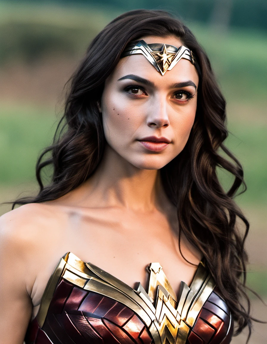 analog photo, gal gadot as wonder woman, close-up, sharp, natural lighting, ((wonder woman costume))