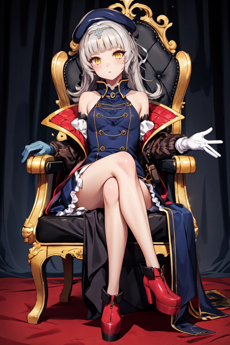 Yor Briar, Beautiful woman in anime style, One girl, red 顔, Mouth closed, Beautiful attention to detail, Highly detailed skin, Backlight, Exposing shoulders, Black background, black dress, black gloves, Black Hair, chest, dress, Earrings, fingerless gloves, Floating Hair, flower柄プリント, flower, gloves, gold Earrings, gold hair band, hair flower, hair ornaments, hair band, Holding, Holding ジュエリー, large chest, Long Hair, View your viewers, off-shoulder dress, Off the shoulder,Red eyes, Long Hairの短い髪, Side Lock, masterpiece, Highest quality, High resolution, Black Hair, View your viewers, masterpiece,Best Quality, One girl, Sitting in a chair, Cross Leg, office, Show me your legs, Sole, Leg spread, Or a foot with toes