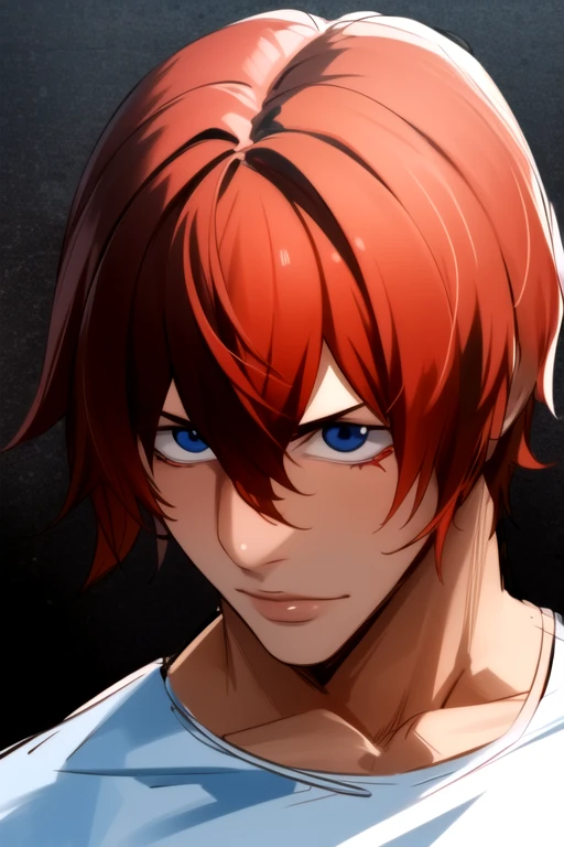 (best quality:1.1), (masterpiece:1.4), sketch, , upper body, , ligne claire, , 1boy, solo, male focus, <lora:hayato_shinkai:0.98>, hayato_shinkai, red hair, blue eyes, hair between eyes, lion costume, , High definition