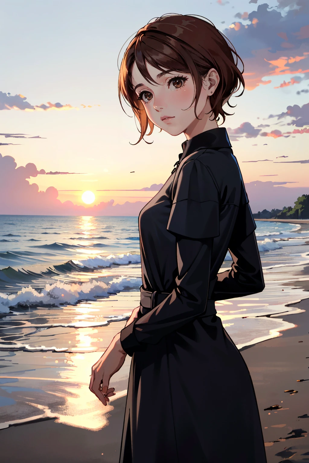 ((ultra detailed, masterpiece, absurdres))
<lora:DPDIMKate:0.9>
DPDIMKate, 1girl, brown hair, brown eyes, dress, Sunset on a Tranquil Beach with Pastel Hues