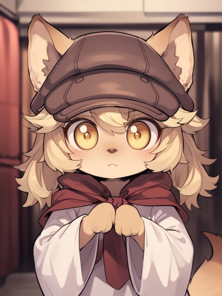 <lora:Mei_Marzipan:0.8>, MeiMarzipan, 1girl, solo, hat, brown headwear, yellow eyes, upper body, closed mouth, twintails, long sleeves, chibi, looking at viewer, hair between eyes, room,
masterpiece, high quality, very_high_resolution, large_filesize, full color,