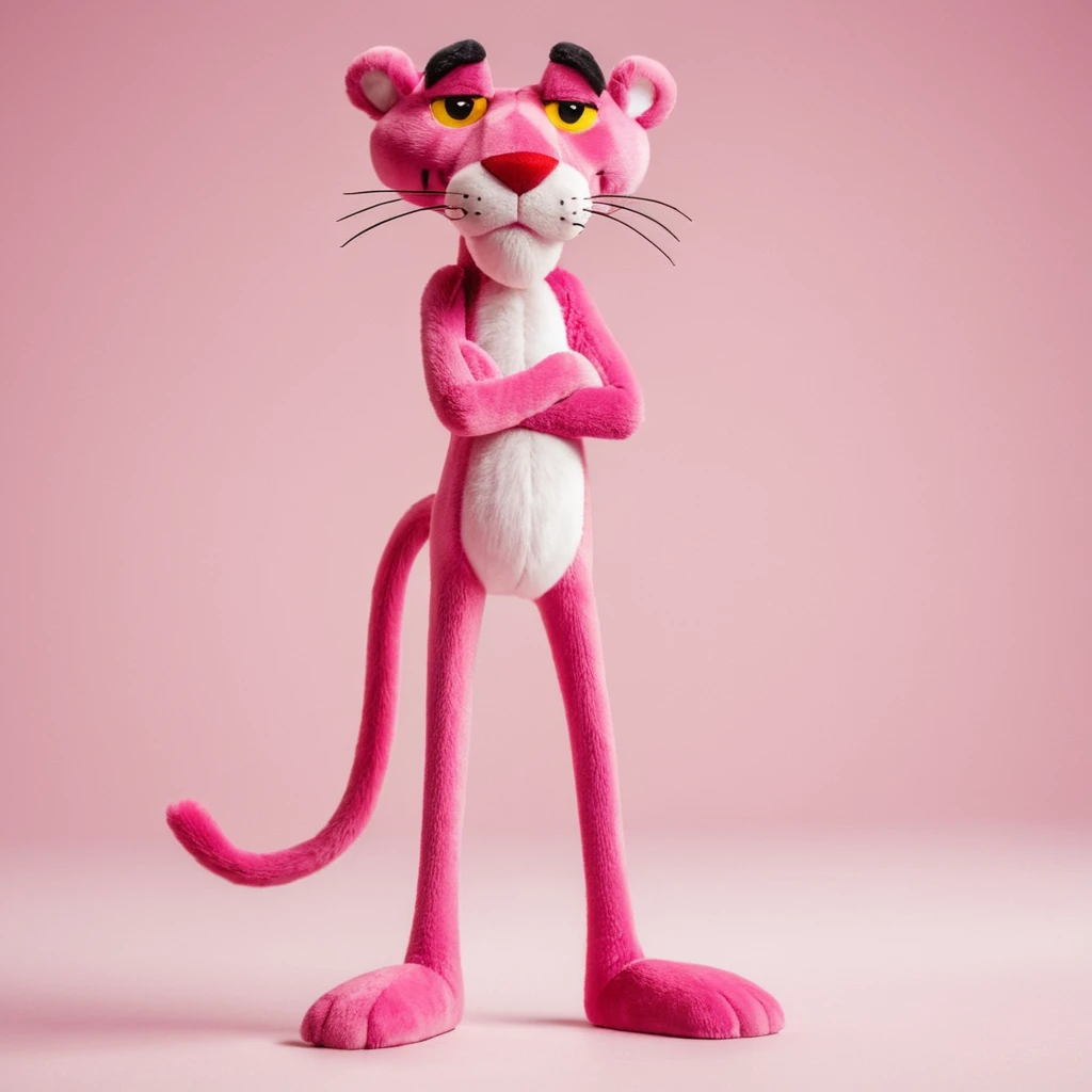 cinematic film still of <lora:The Pink Panther:1>
The Pink Panther a pink panther standing with its arms crossed,anime manga style,solo,looking at viewer,simple background,white background,standing,full body,pokemon (creature),no humans,hands on hips , cartoon, funny, silly, shallow depth of field, vignette, highly detailed, high budget, bokeh, cinemascope, moody, epic, gorgeous, film grain, grainy
