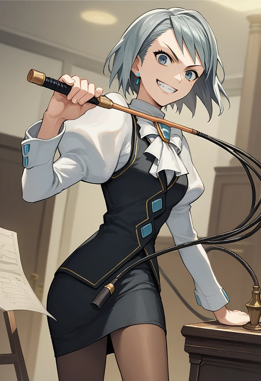 score_9, score_8, score_7, source_anime,
anime, official art,
rating_general,
<lora:franziska-ponyxl-000007:1>franziska von karma,
vest, white shirt, pencil skirt, pantyhose
1girl, solo, courtroom, whip, grin