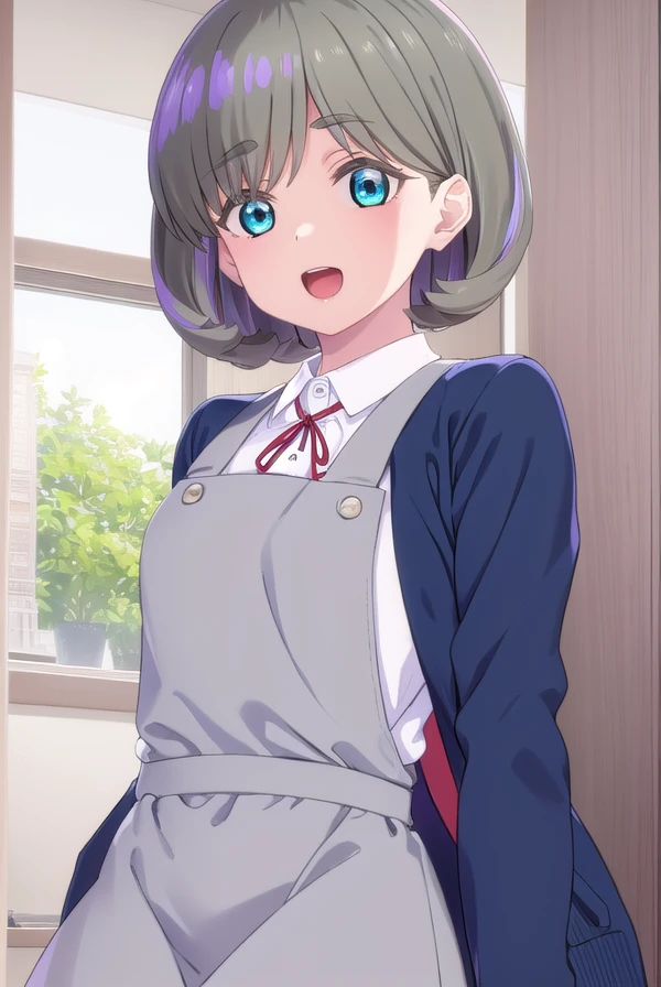 keketang, <lora:keke tang s2-lora-nochekaiser:1>,
keke tang, short hair, blue eyes, grey hair, multicolored hair, streaked hair, smile, open mouth, teeth,
BREAK shirt, dress, ribbon, school uniform, jacket, white shirt, open clothes, collared shirt, open jacket, red ribbon, neck ribbon, blue jacket, pinafore dress, grey dress, yuigaoka school uniform,
BREAK indoors, classroom,
BREAK looking at viewer, (cowboy shot:1.5),
BREAK <lyco:GoodHands-beta2:1>, (masterpiece:1.2), best quality, high resolution, unity 8k wallpaper, (illustration:0.8), (beautiful detailed eyes:1.6), extremely detailed face, perfect lighting, extremely detailed CG, (perfect hands, perfect anatomy),