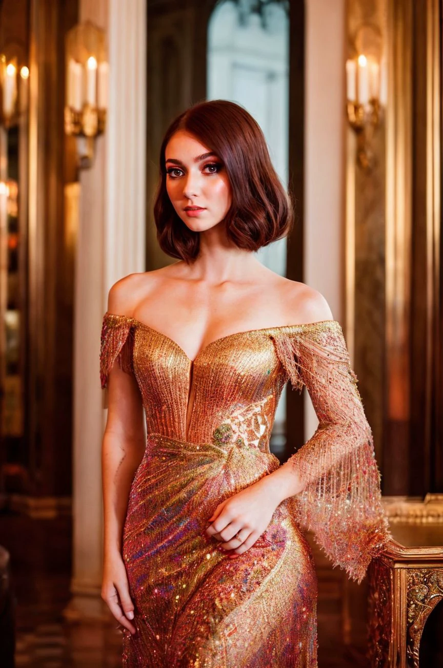 A stunning intricate full color picture of a beautiful woman, wearing a glamorous dress at a charity gala, portait, epic character composition,by ilya kuvshinov, alessio albi, nina masic,sharp focus, subsurface scattering, f2, 35mm, film grain, very pale <lora:natlust:1>
