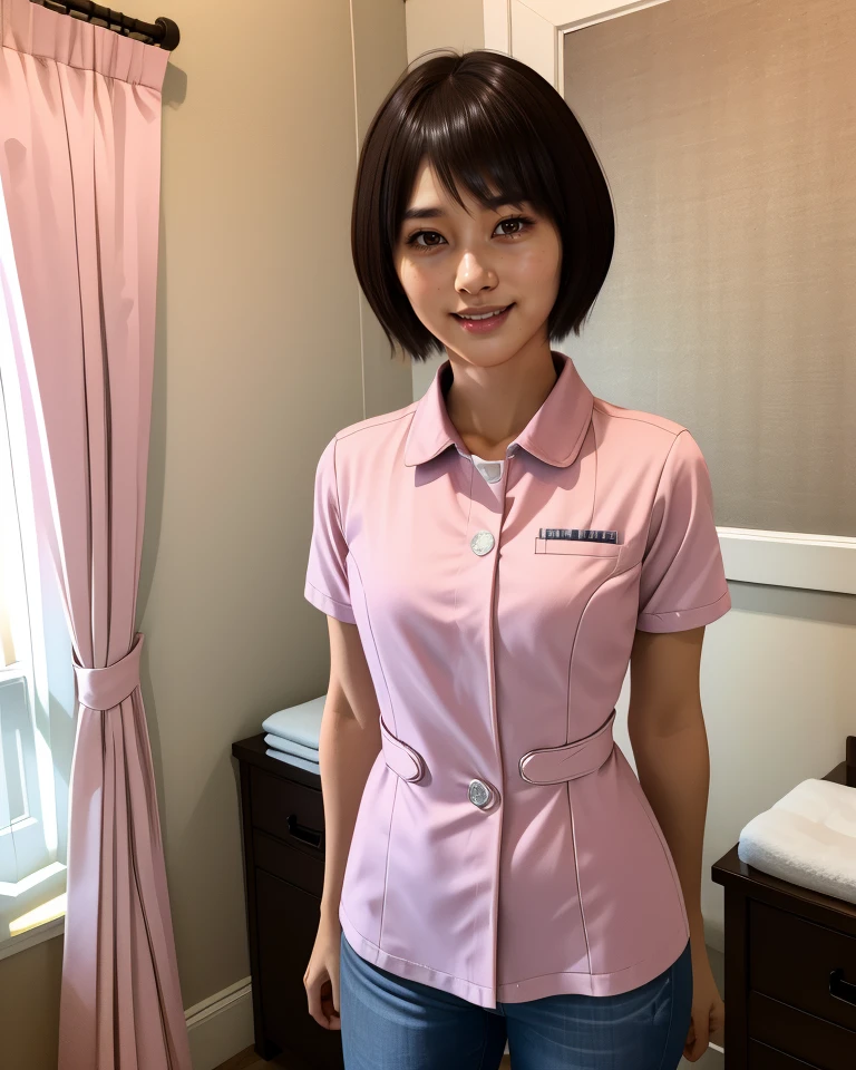 Top quality 20 year old Japanese nursing student 1 girl Black hair Short hair Smiling Quiet