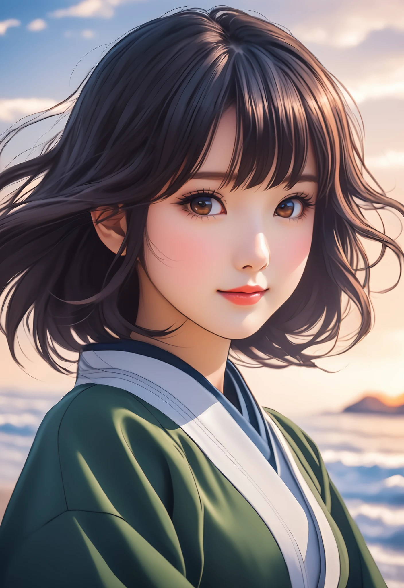 Cute girl in Showa anime style