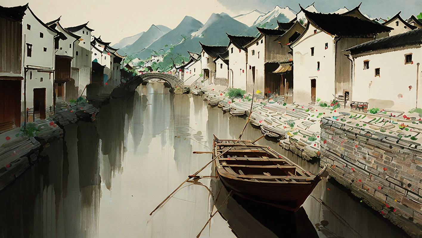 best quality,masterpiece,highly detailed,ultra-detailed,  
<lora:neg4all_bdsqlsz_V3.5:-1>,  <lora:Jiangnan:1> 
cityscape, riverbank, boat,traditional media, bl