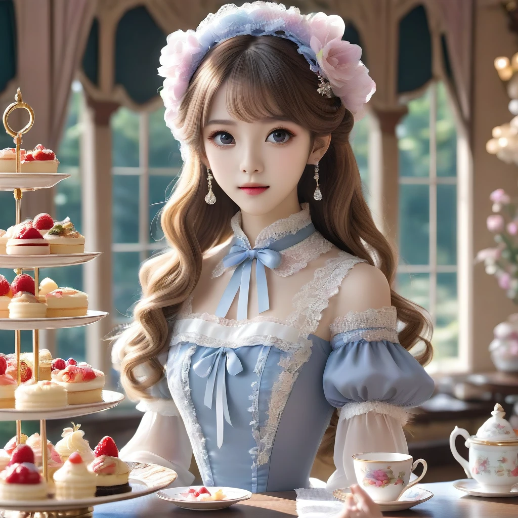 masterpiece, [(draft, (one girl:1.5))::0.5], [(at an afternoon tea party)], (medium shot:1.5), extremely detailed CG, 
(luxurious hair ornament), floating hair, [[graceful full dress:0.5]::0.8], top_sleeves, [delicate hands:0.8]