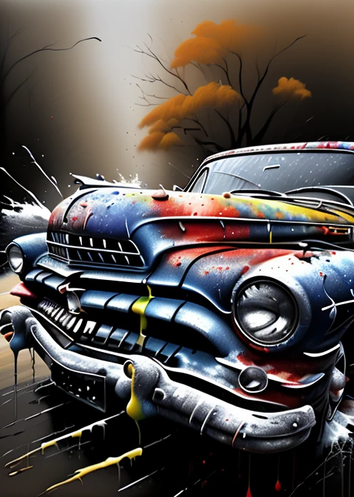 a old car, <lora:MS_Acrylic_Art:0.8> ,paint drops, paint splash, painting, brush strokes,