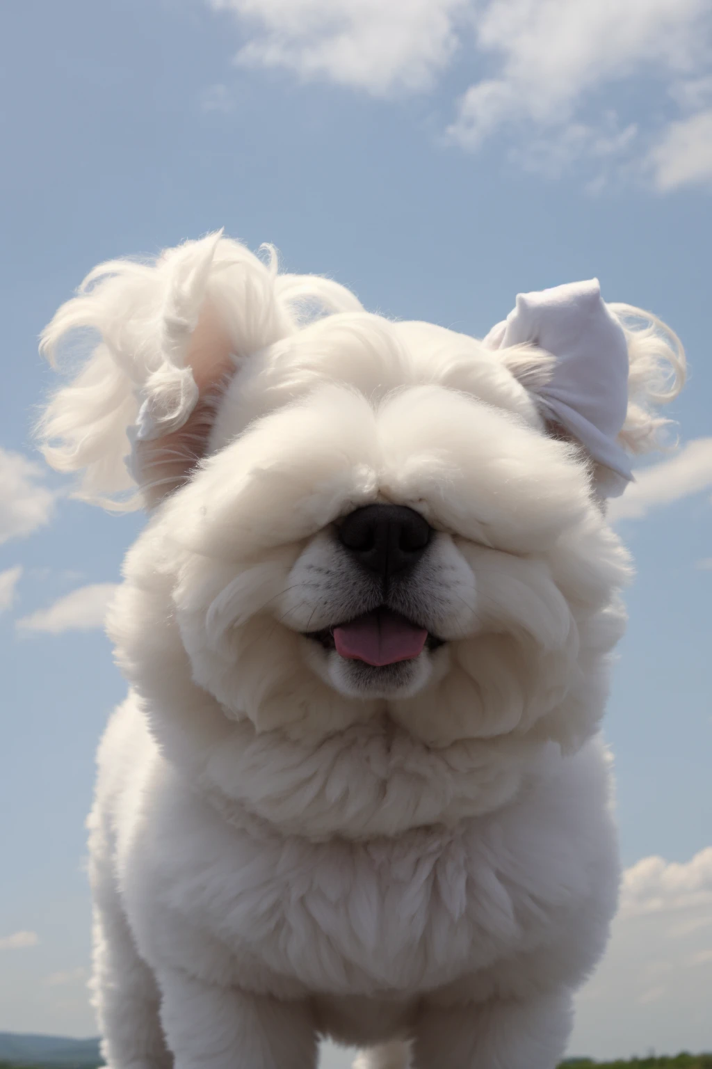 a cloud that abstractly and fluffly resembles a cartoon dog, masterpiece