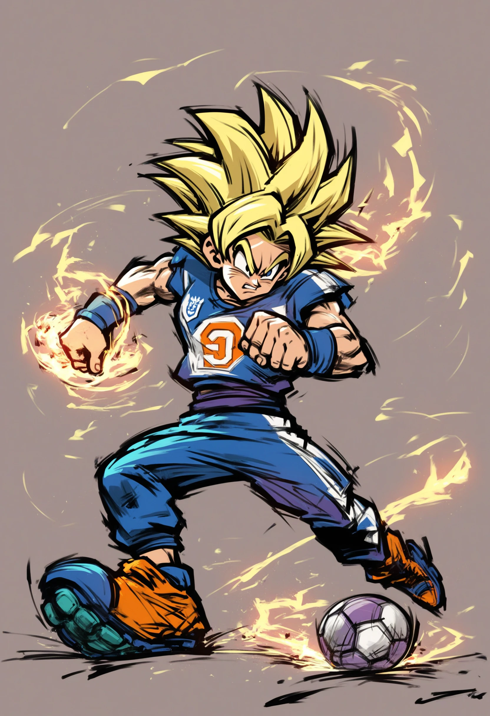 score_9, score_8_up, score_7_up, source_anime, 1boy, soccer ball, sportswear, soccer uniform, full body, angry, <lora:MarioStrikerXL:1>, lineart, son goku, aura, super saiyan, blonde hair,