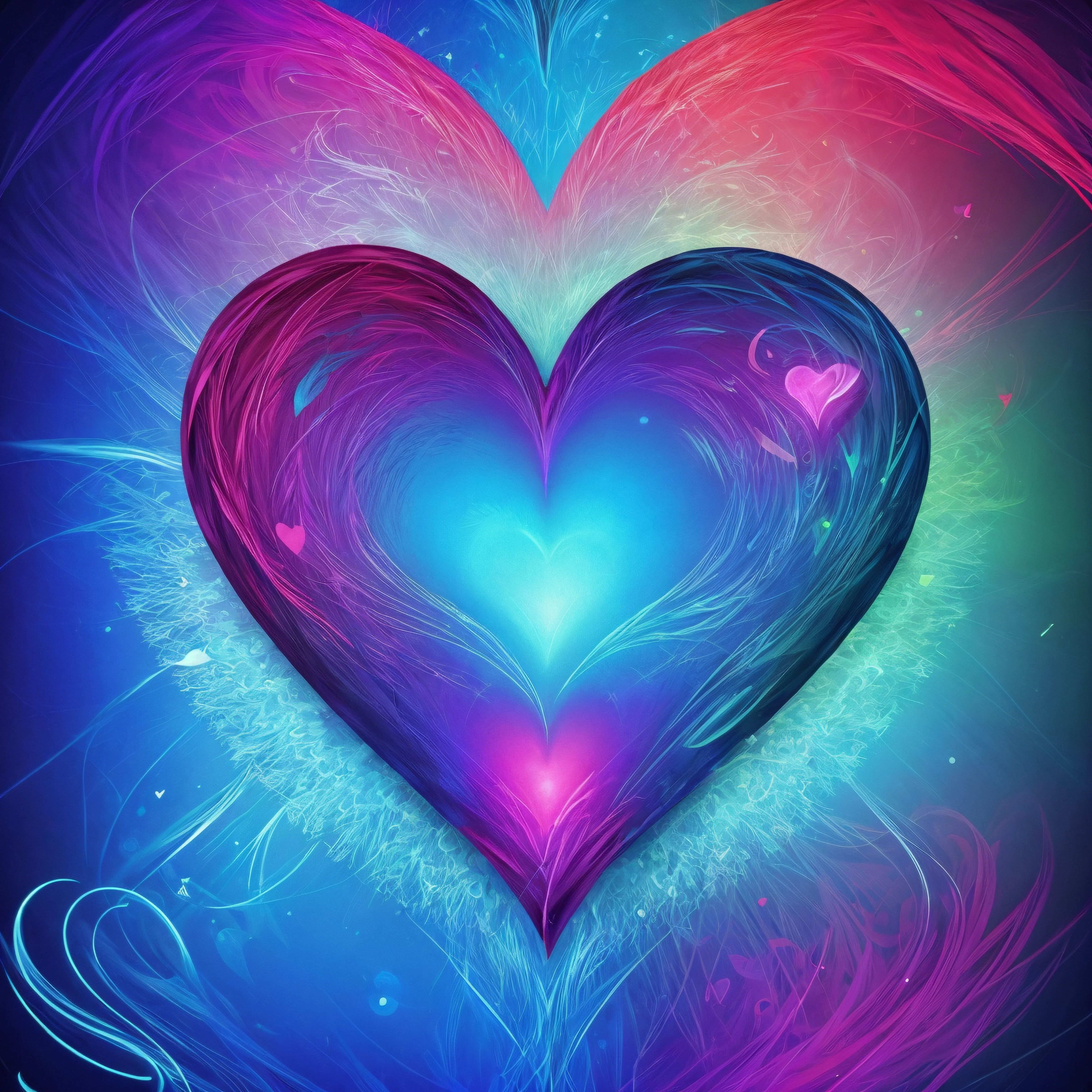 heart, no humans, colorful, blue background, glowing, bird, emphasis lines, abstract, (heart:1.1), style <lora:AbstractHeart:0.5>