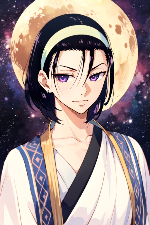 (best quality:1.1), (masterpiece:1.4), illustration, , , , , (realistic:1.4), 1boy, solo, male focus, <lora:jinpachi_toudou:0.86>, jinpachi_toudou, black hair, purple eyes, , hairband, short hair, camel costume, Xanadu: A magical kingdom ruled by a wise and benevolent queen, HDR