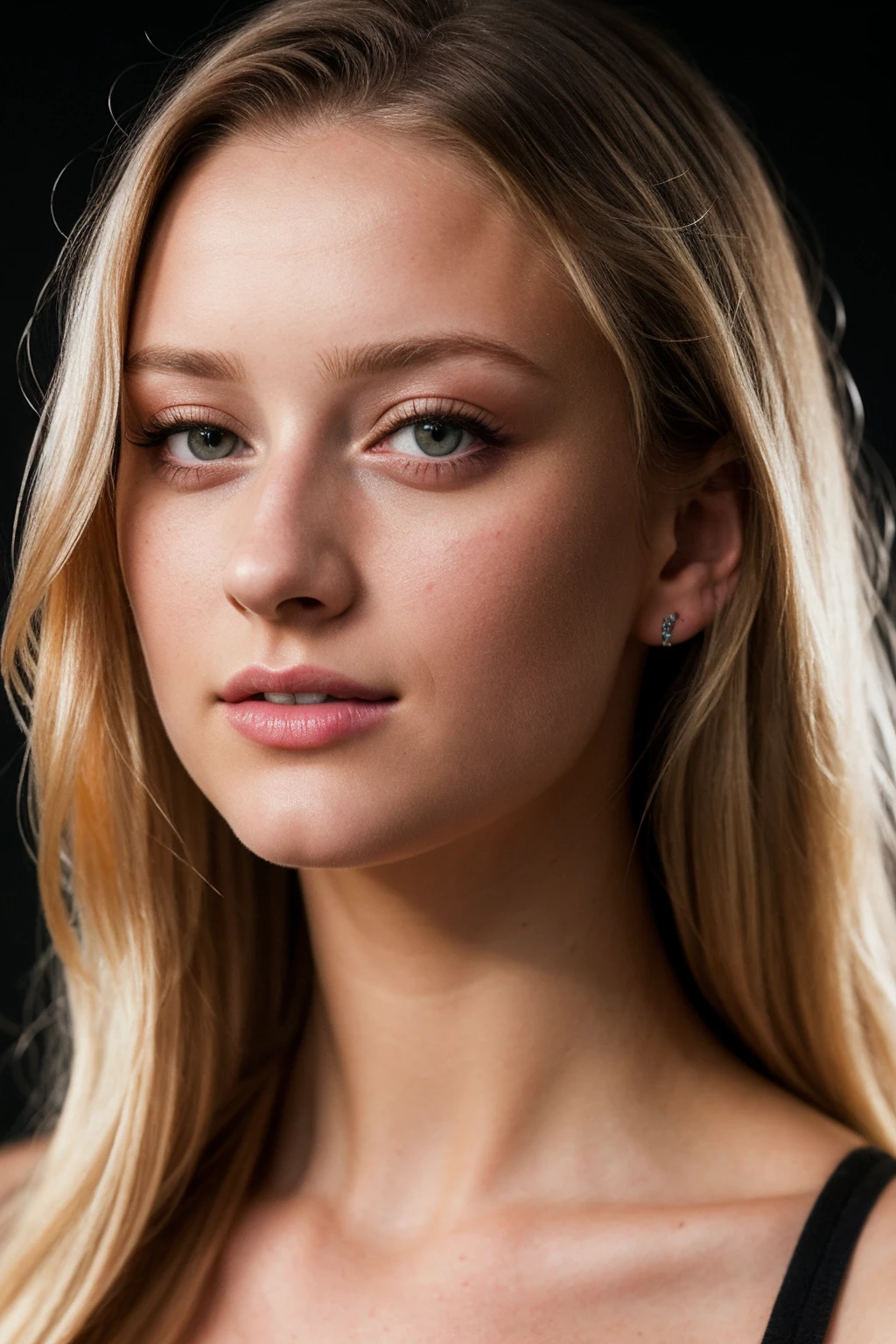 ca45mv7-100, (headshot:1.1) portrait on a black plain background, sharp focus, best quality, extremely detailed