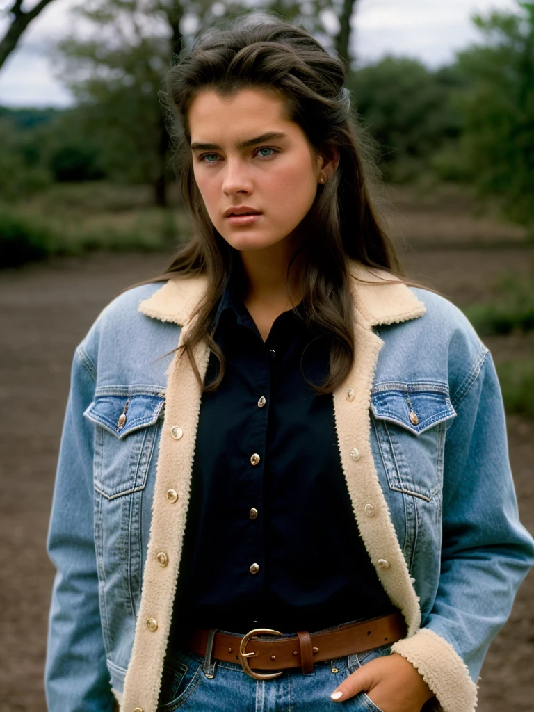 A beautiful br00k3s woman, 1girl,solo,long hair,looking at viewer,blue eyes,brown hair,black hair,jacket,belt,realistic,soft lighting, professional Photography, Photorealistic, detailed, RAW, analog, sharp focus, 8k, HD, high quality, masterpiece<lora:br00k3s:1.0>