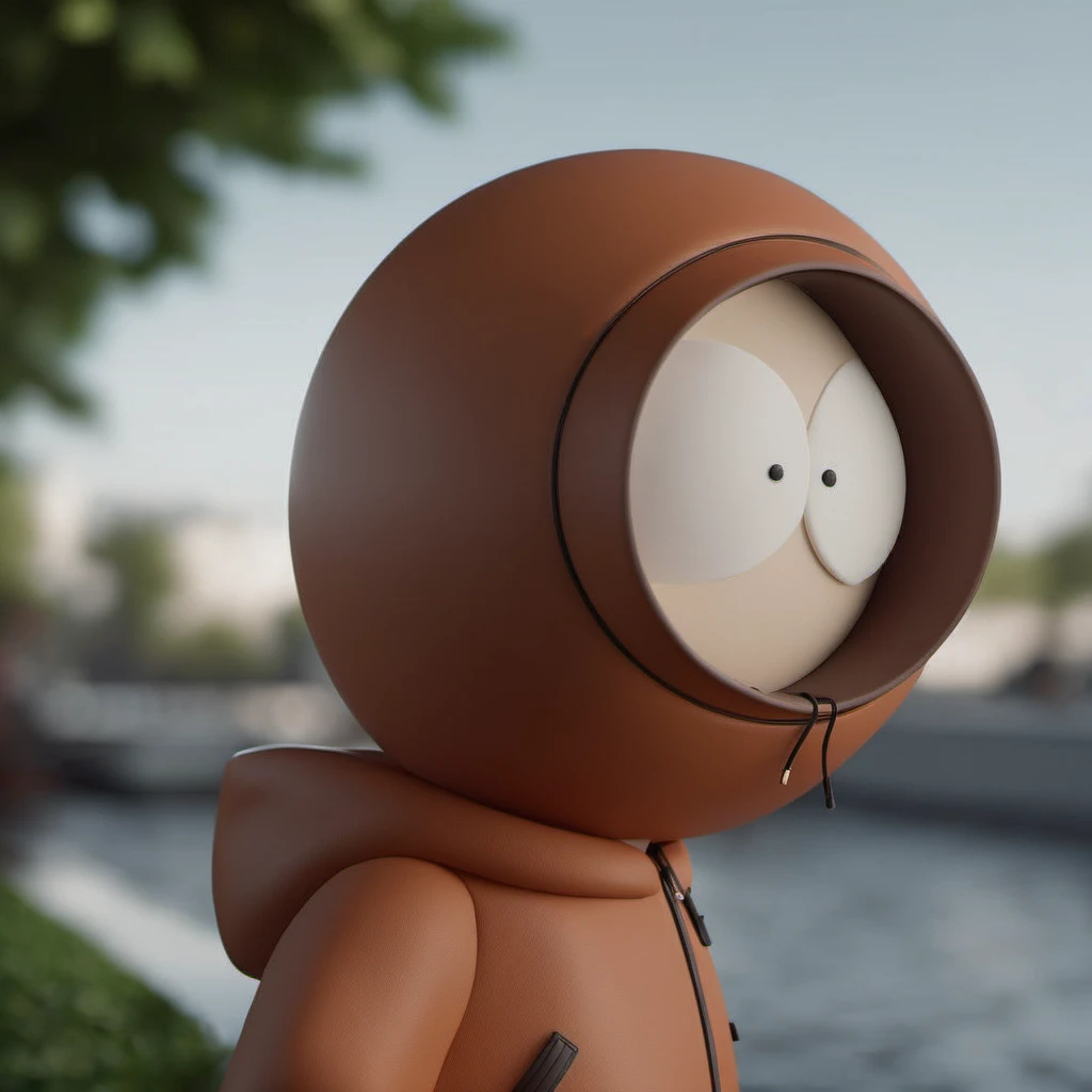 cinematic photo kenny, side view, outdoor <lora:SouthPark3D1024-000315:0.8> . 35mm photograph, film, bokeh, professional, 4k, highly detailed
