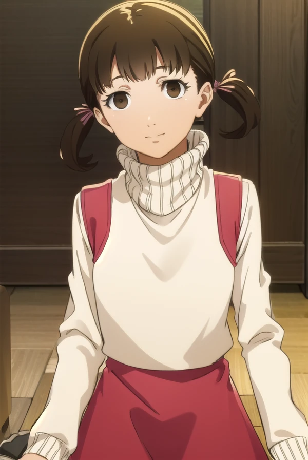 nanakodoujima, <lora:nanako doujima s1-lora-nochekaiser:1>,
nanako doujima, brown hair, twintails, (brown eyes:1.5), short twintails, child, smile,
BREAK dress, turtleneck, long sleeves, sweater,
BREAK indoors,
BREAK looking at viewer, (cowboy shot:1.5),
BREAK <lyco:GoodHands-beta2:1>, (masterpiece:1.2), best quality, high resolution, unity 8k wallpaper, (illustration:0.8), (beautiful detailed eyes:1.6), extremely detailed face, perfect lighting, extremely detailed CG, (perfect hands, perfect anatomy),